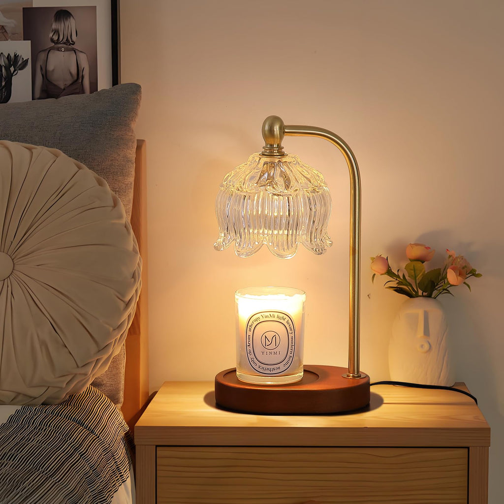 MEIXISUE Candle Warmer Lamp with Timer and Dimmer,Electric Amber Light Gifts for Women Melt Wax Warmer Lamp with 2 Bulbs for Candle Jars House Warming New Home Decor