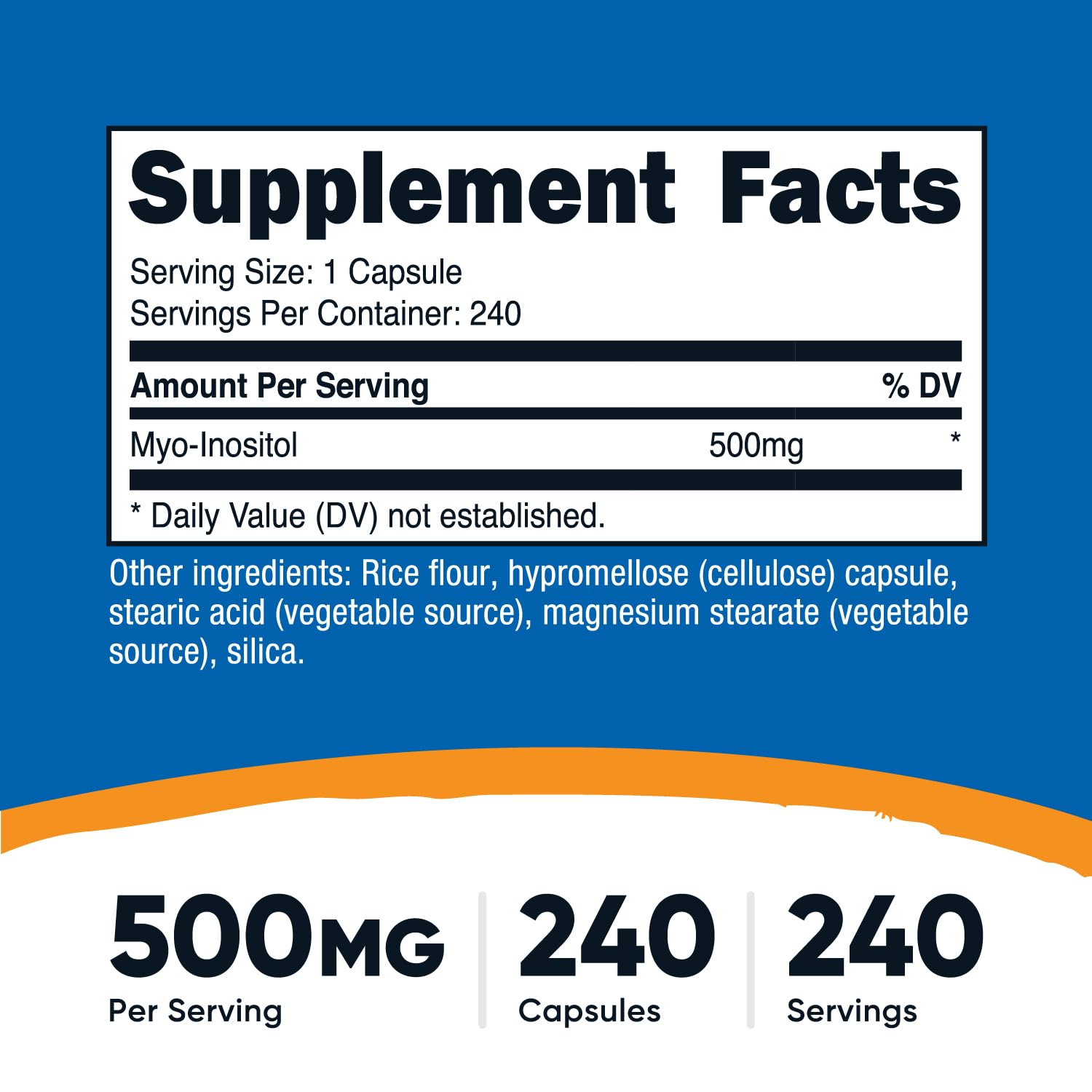 Nutricost Inositol Capsules 500mg, 240 Capsules - Veggie Capsules, Non-GMO, Gluten Free (Myo-Inositol)
