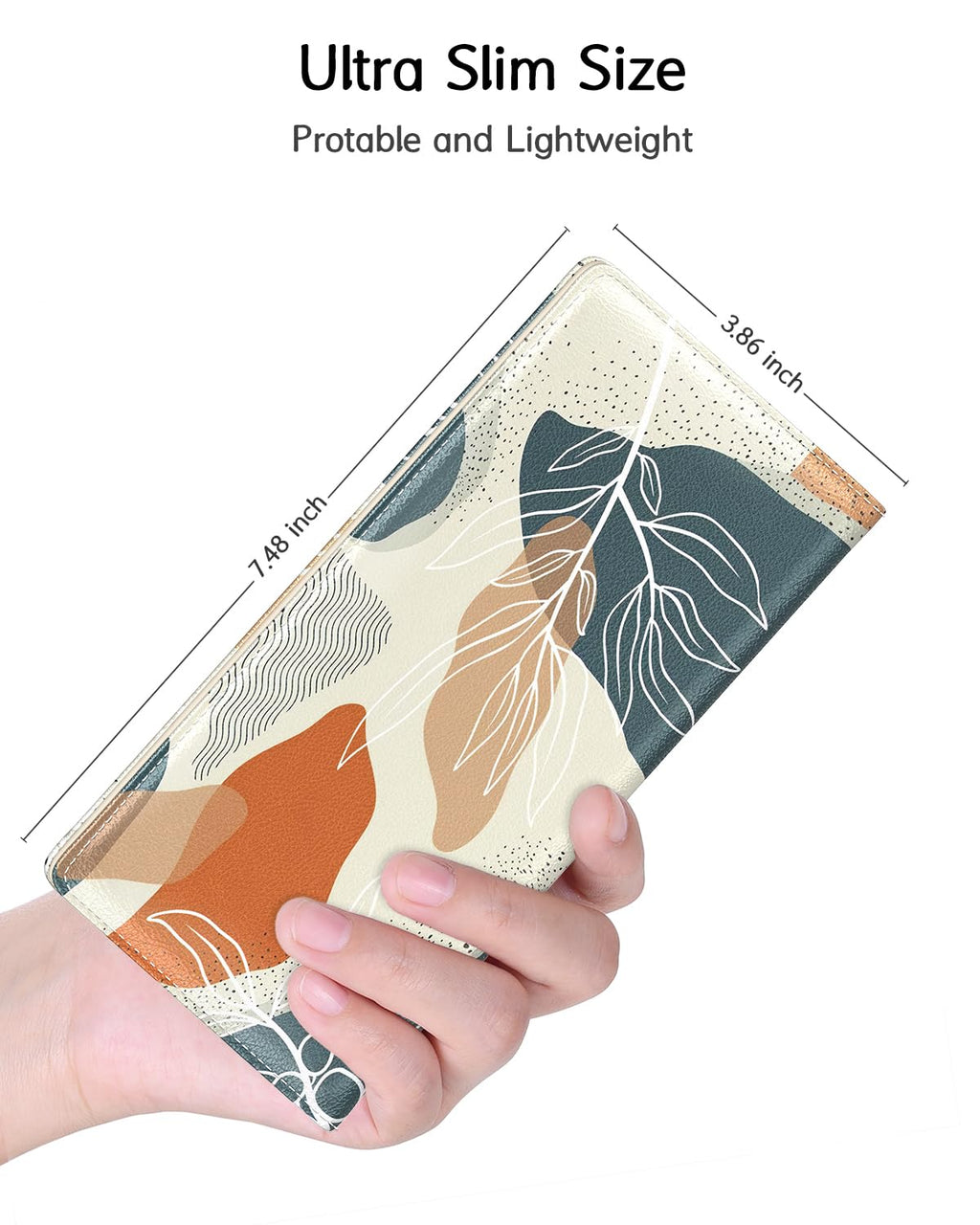 Nipichsha Womens Wallet, RFID Slim Wallets for Women, Thin Ladies Credit Card Holder Purse, Cute Leather Bifold Clutch Billfold with 11 Card Slots & ID Window, Abstract Boho Leaf