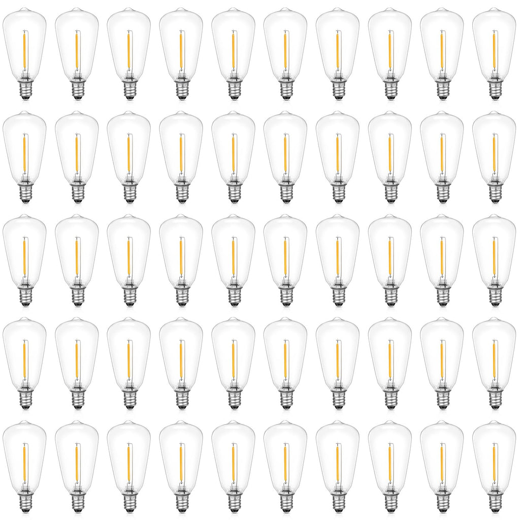 VISTERLITE E12/C7 Base LED Replacement Bulbs for ST38 Outdoor String Lights - Not Solar, Vinatge 1W LED Shatterproof Bulb, Warm White 2200K, 25 Pack