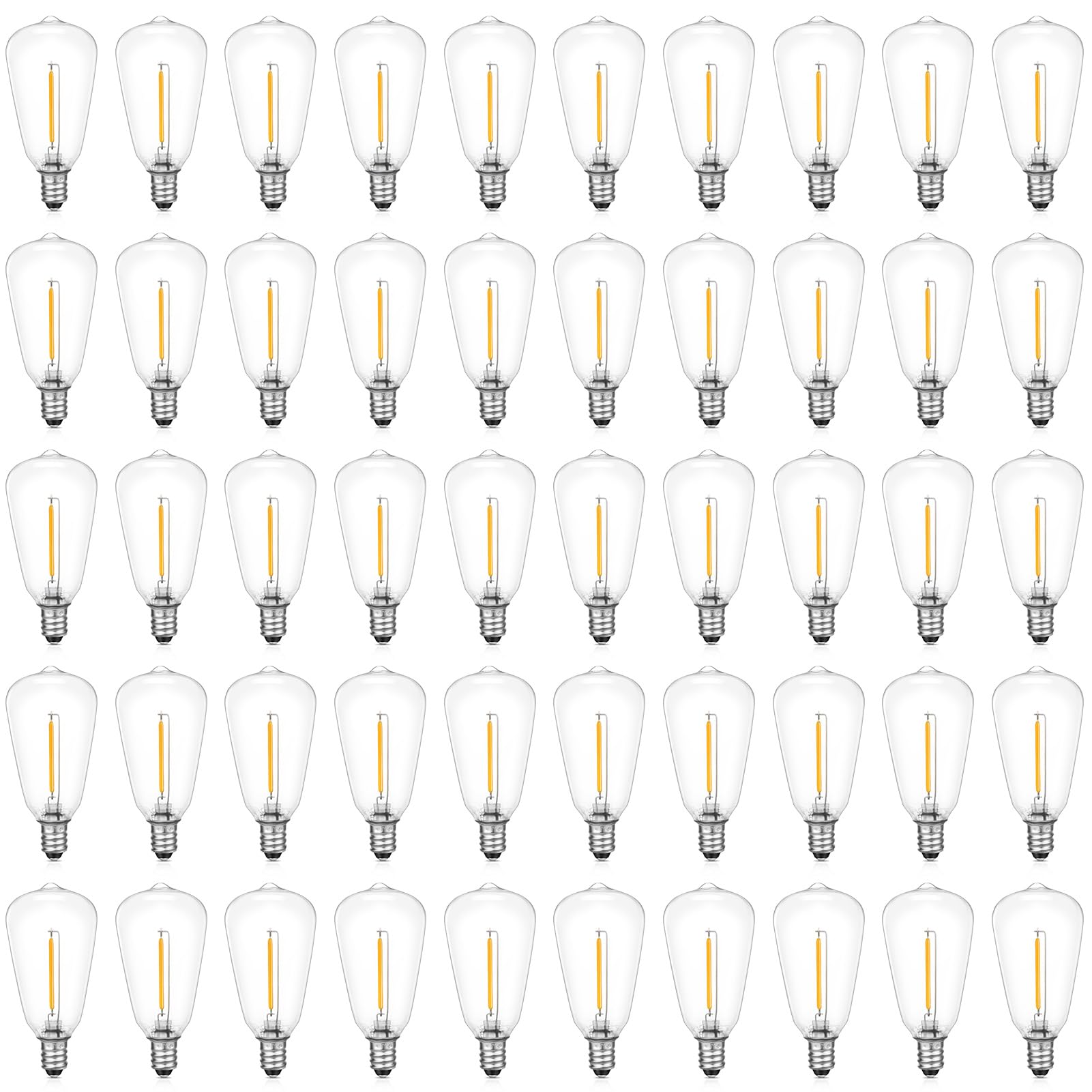 VISTERLITE E12/C7 Base LED Replacement Bulbs for ST38 Outdoor String Lights - Not Solar, Vinatge 1W LED Shatterproof Bulb, Warm White 2200K, 25 Pack