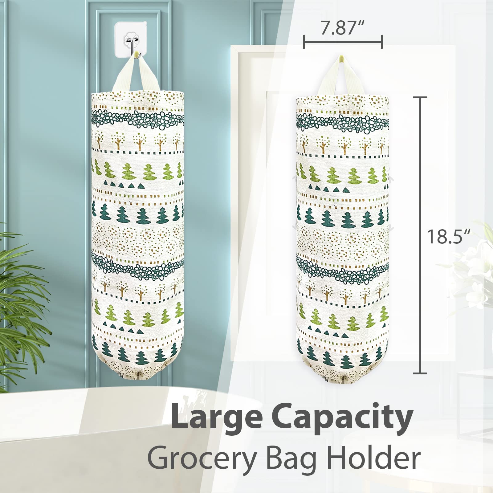 Plastic Bag Holder，Reusable Grocery Bag Holder，Wall Mount Plastic Bag Organizer Shopping Bags Carrier，Washable Large Grocery Bag Storage Dispenser for Home Kitchen Travelling Decor, 1 Pack，Alpaca