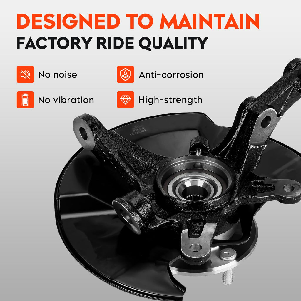 Front Left Steering Knuckle & Wheel Bearing Hub Assembly for Honda Civic 2006 2007 2008 2009 2010 2011, without Si MUGEN Si Model, 698-451 698451 44300SNA952 44300TR0951, Driver Side
