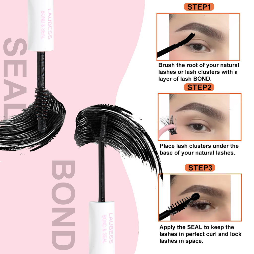 Lash Bond and Seal Mascara for Long Lasting Waterproof Eyelash Extensions - 5ml+5ml