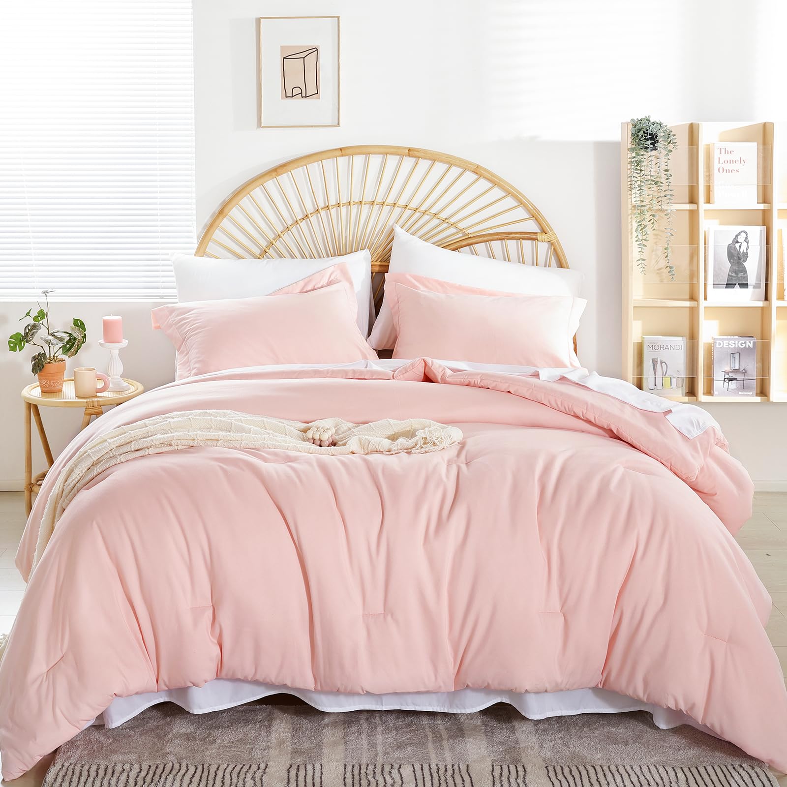 weigelia Twin Comforter Set 5 Pieces Beige Bed in A Bag Soft Queen Bedding Set Lightweight Comforter Set for Women and Men（Comforters, Flat & Fitted Sheets, Pillowcases & Shams）