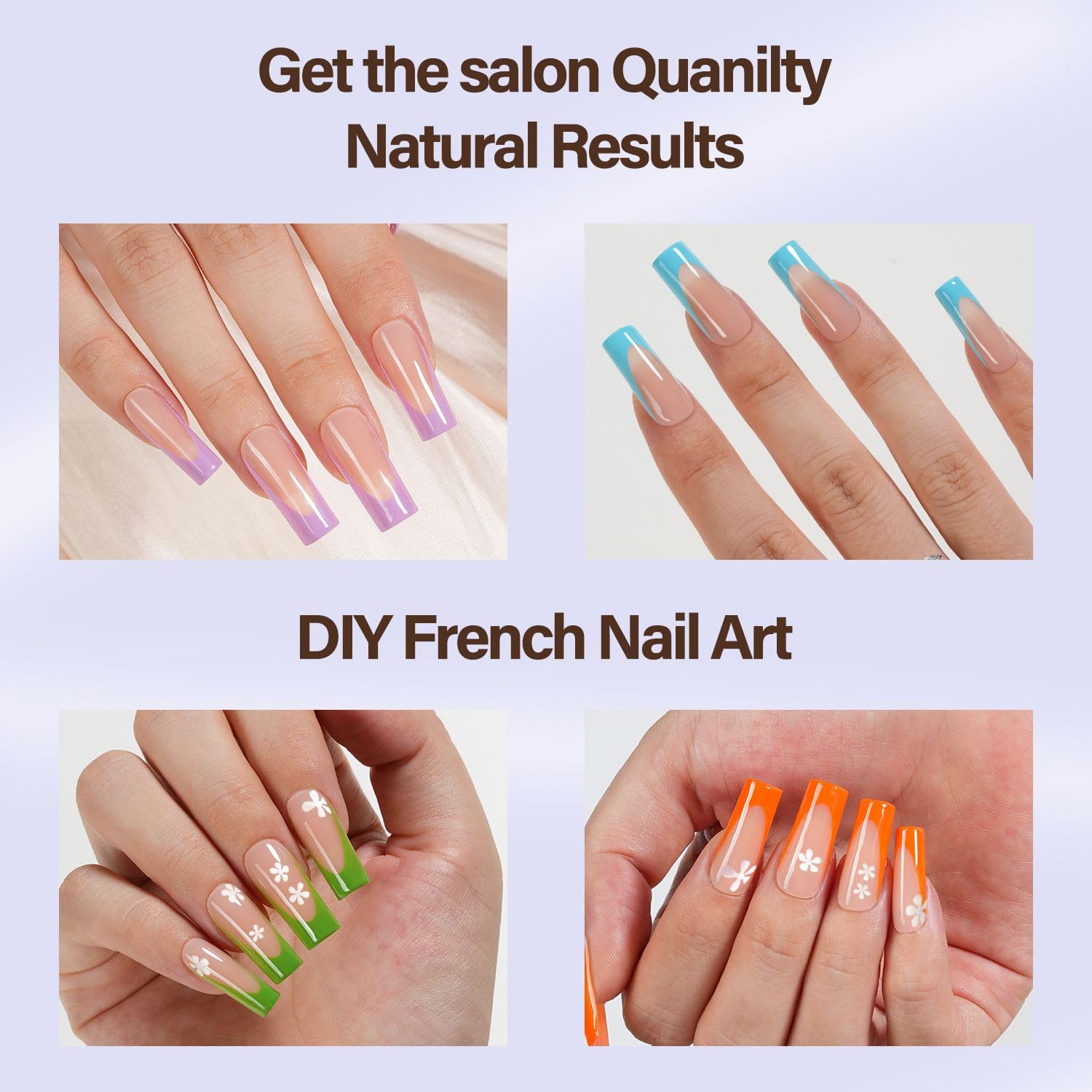 Misssix XBASICTIPS French Tip Press On Nails, 300Pcs French Gel Nail Tips Long Square, Soft Gel Pre-shaped No Need to File 3 in 1 Tips, Fake Nails for Nail Art DIY Extension Designs 15 Sizes