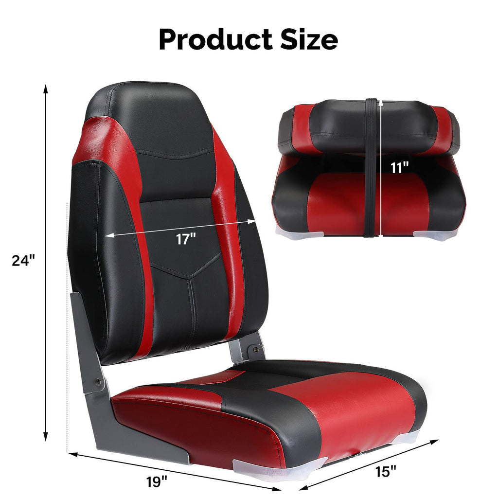PEXMOR Boat Seats, Low/High Back, Folding, Waterproof, Captain Seat, 2 Packs (High Back-Blue & White)