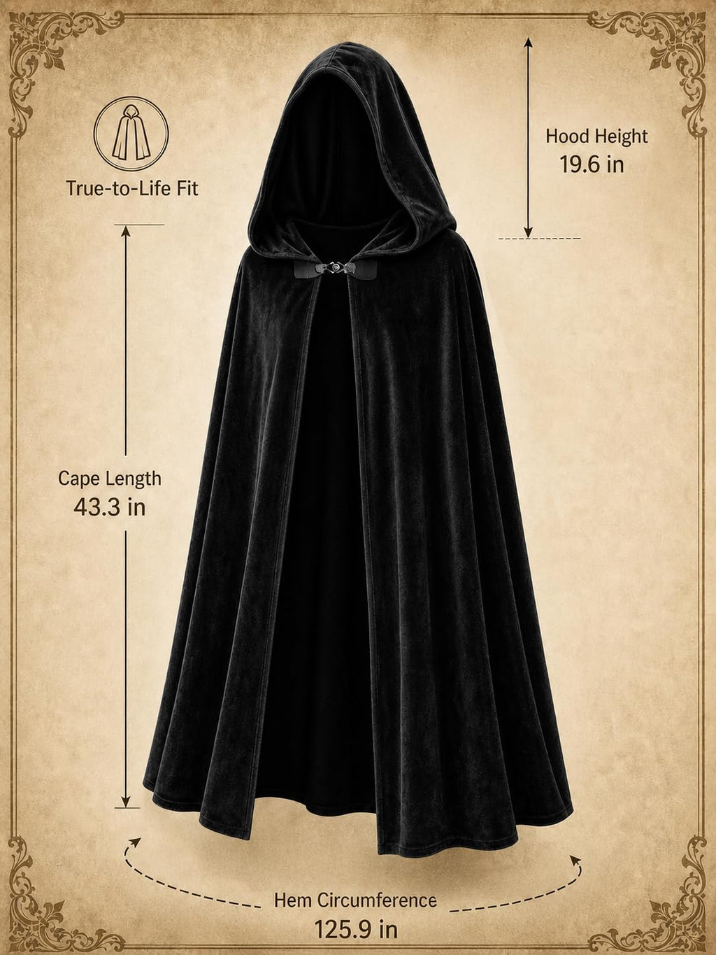 JEGERMIG Medieval Hooded Cloak Halloween Renaissance Costume