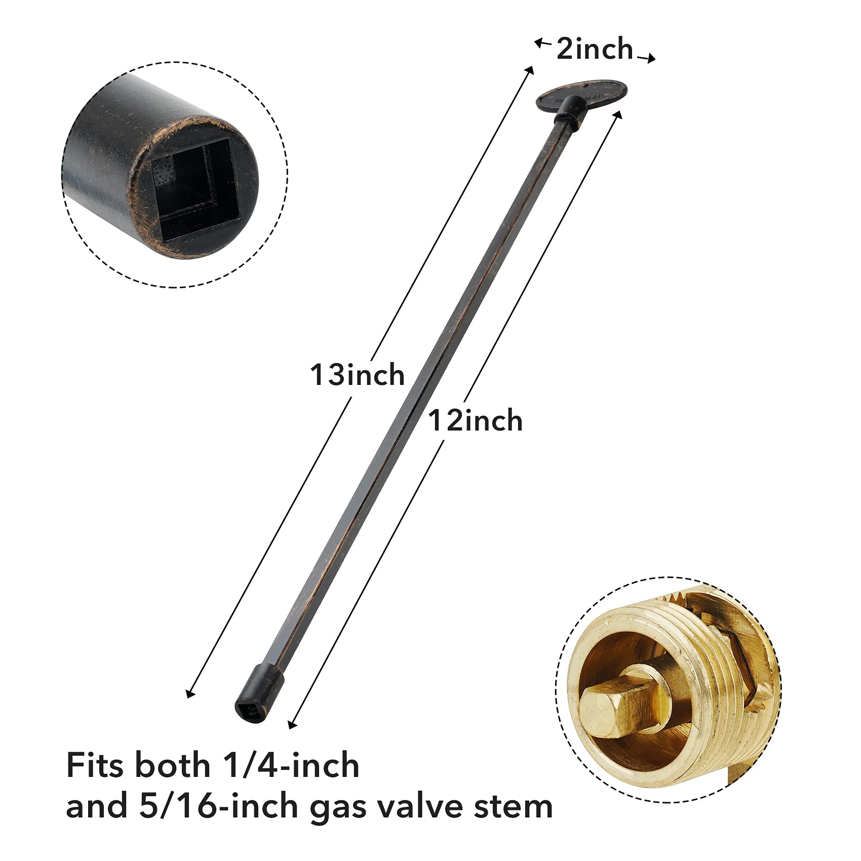 Stanbroil 3-Inch Gas Valve Key Fits 1/4" and 5/16" Turn Ball Valve for Gas Fire Pits and Fireplaces, Polished Chrome