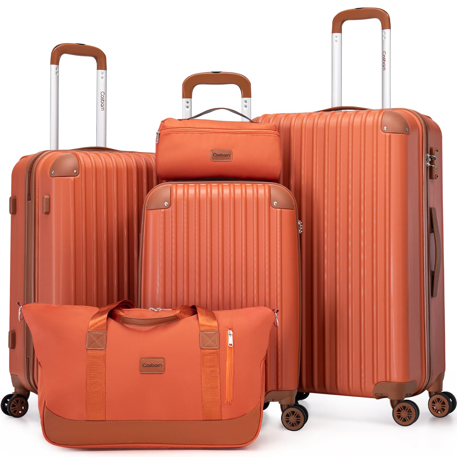 Cosbarn Luggage Sets 5 Piece Suitcases with Wheels, Suitcase Set ABS Hard Case Luggage with TSA Lock Spinner Wheels Durable Travel Luggage