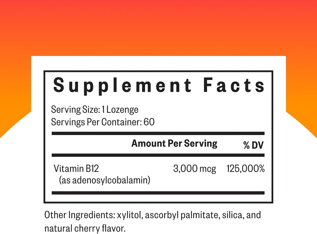 Seeking Health Adeno B12 - Vitamin B Supplement to Support Energy and Brain Health - Adenosylcobalamin Energy Supplement - 3000 mcg, 60 Lozenges