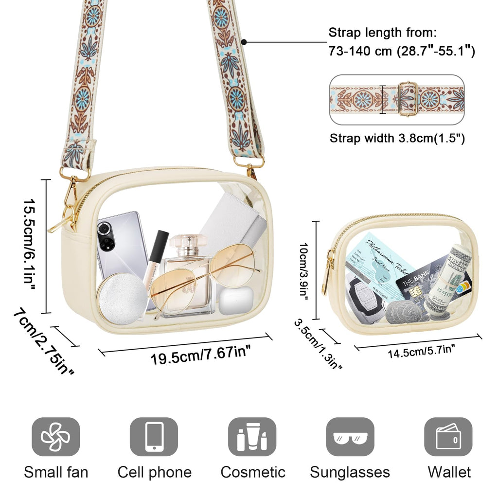 KETIEE Clear Crossbody Bag, Stadium Approved Clear Purse Bag for Concerts Sports Events Festivals