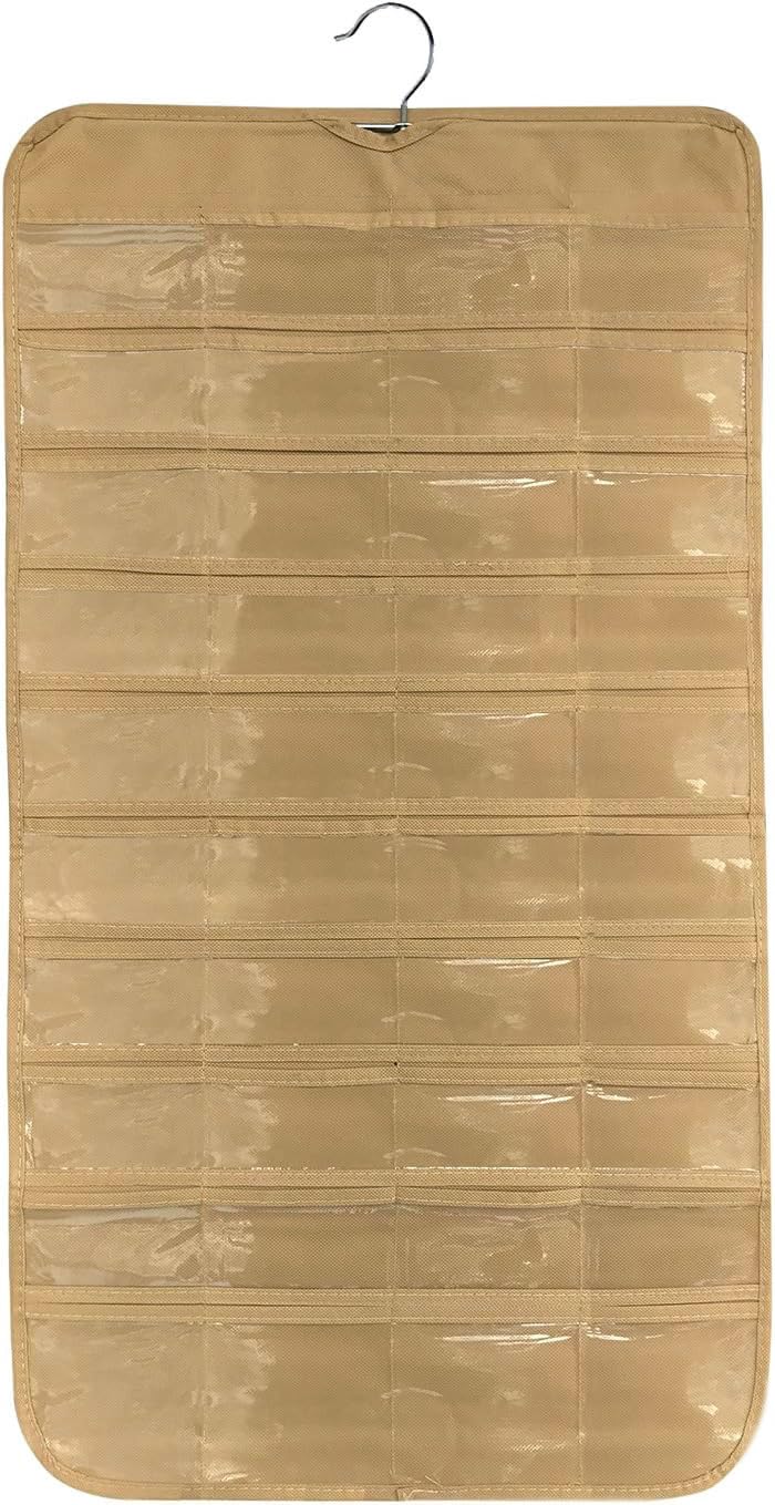 BB Brotrade Hanging Jewelry Organizer,Accessories Organizer,80 Pocket Organizer for Holding Jewelries（Beige）