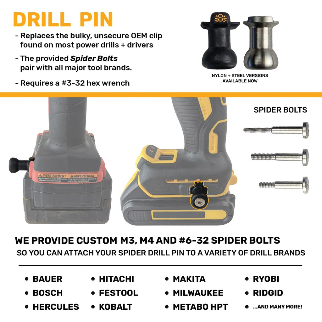 Spider Tool Holster - Improve The Way You Carry Your Power Drill, Driver, Multitool, Pneumatic, Multi-Tool and More on Your Belt - Compatible with All Major Tool Brands