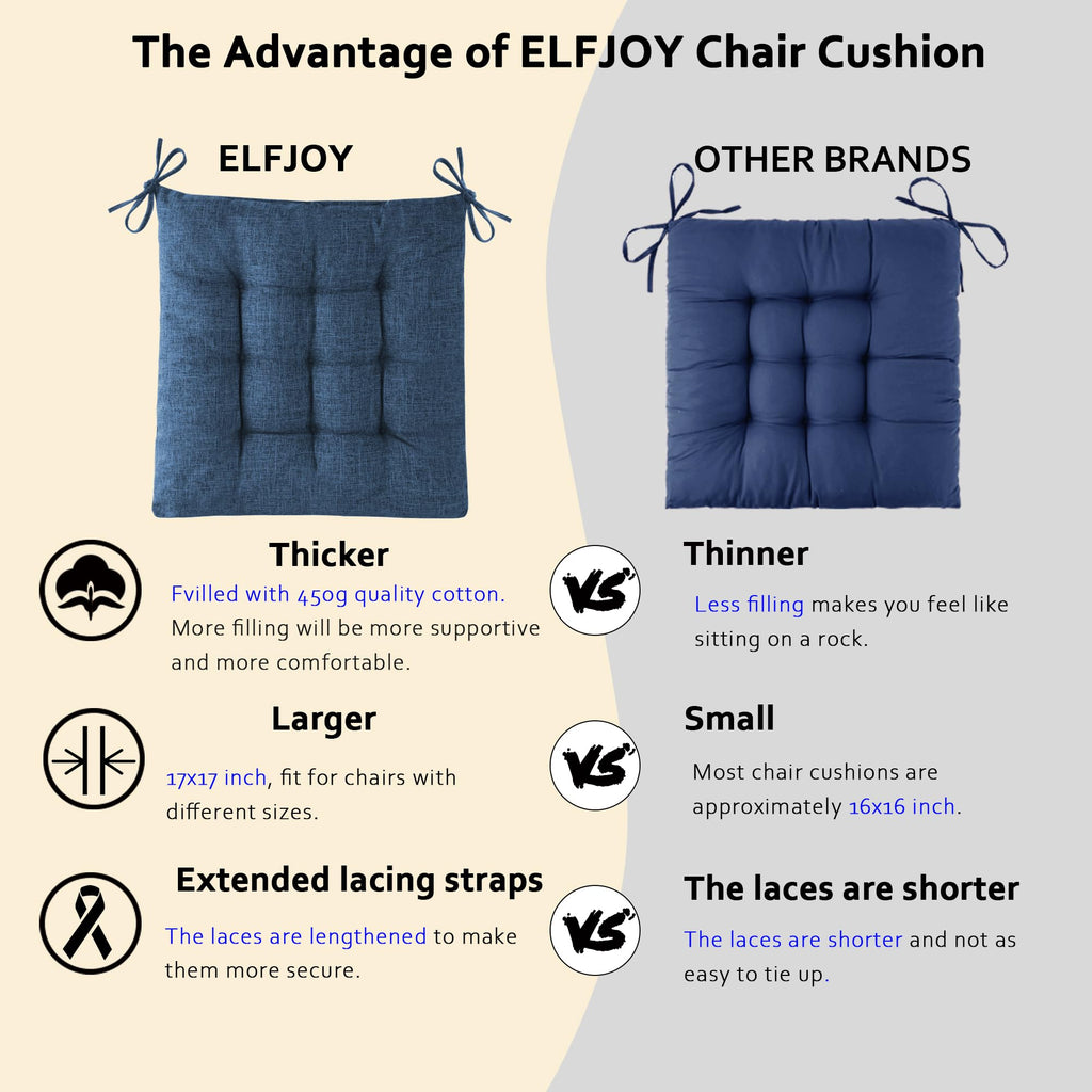 ELFJOY Rocking Chair Cushion Large Rocking Chair Pads with Ties Premium Tufted High Back and Seat Cushion 2 Piece Set Black