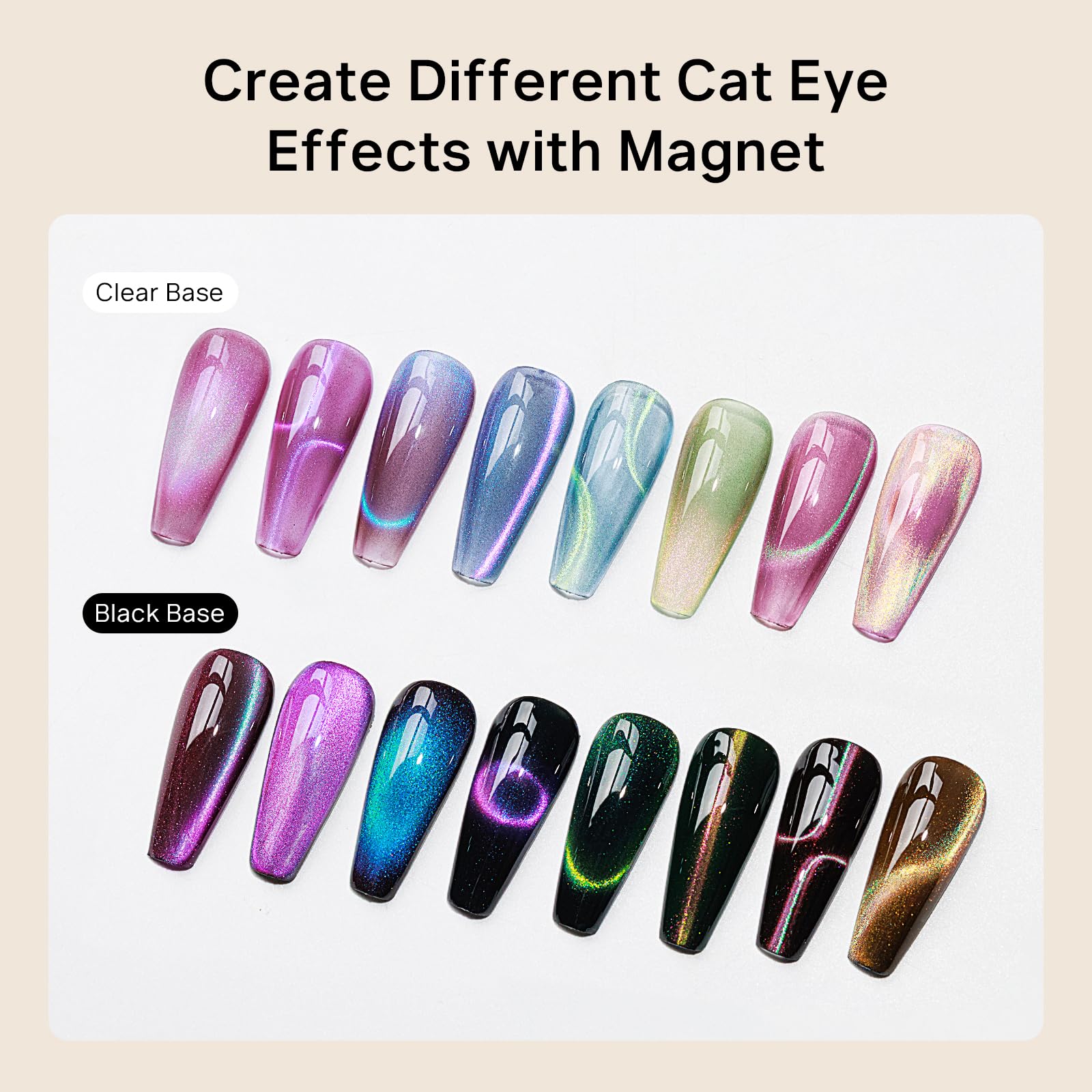 MIZHSE Cat Eye Gel Nail Polish, Moonlight Magnetic Gel Polish and Sheer Nude Nail Kit with 1 Magnet Stick, Glass Shiny Effect Silver Pink Purple Soak Off Manicure Home DIY