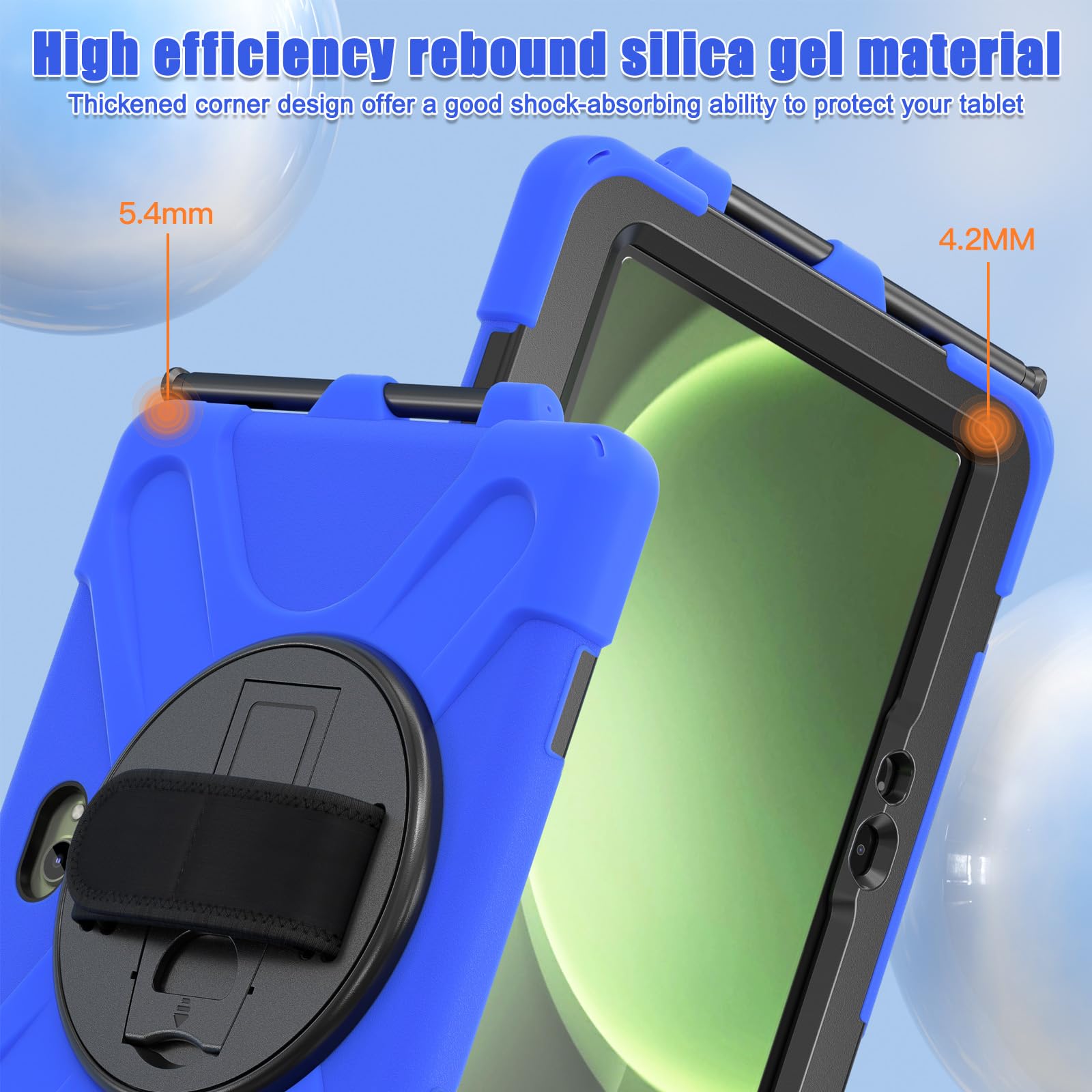 Samsung Galaxy Tab Active5/Active 3 8.0 Case, with 360 Stand, Handle Hand Strap & Shoulder Strap for Galaxy Tab Active5 8" 2024 X300/X307, Active3 8" 2020 T570/T575/T577 (Black)