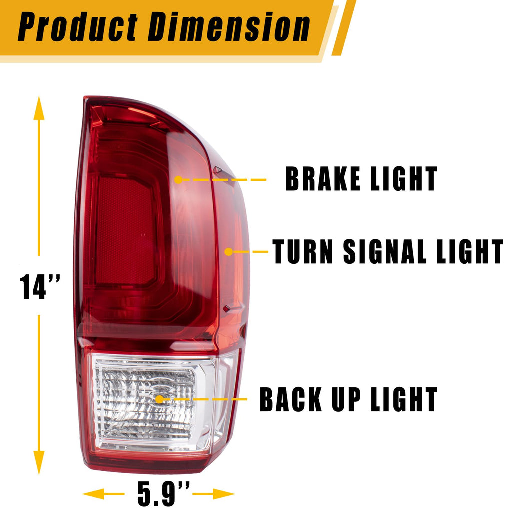 Boine Tail Light Compatible With 2016 2017 2018 2019 2020 Toyota Tacoma Pickup Left Driver Side Red Brake Rear Lights Housing Replace 81550-04170 (Left Driver Side)