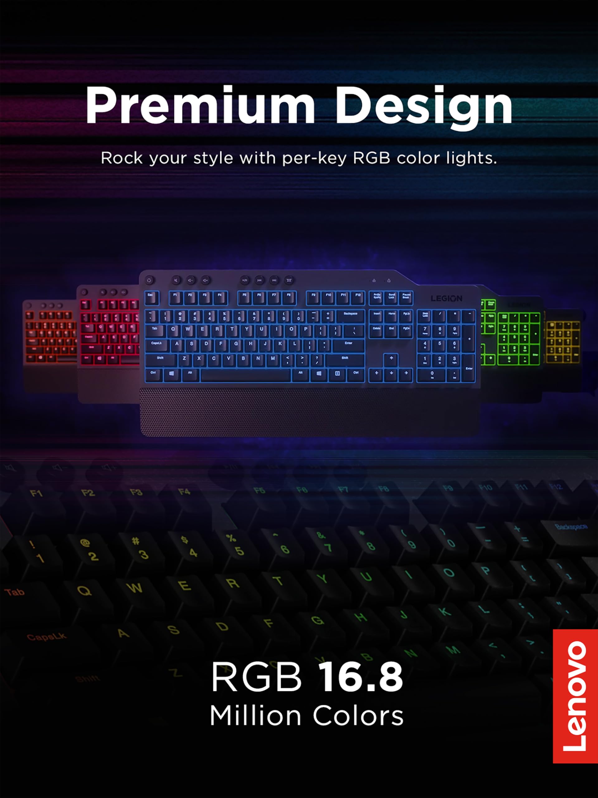 Lenovo Legion KM310 RGB Wired Gaming Keyboard & Mouse Combo - K310 Keyboard w/Silent Operation & Compact Water-Resistant Design - M300S Mouse with 8000 Adjustable DPI, 220 IPS, 6 Programmable Buttons