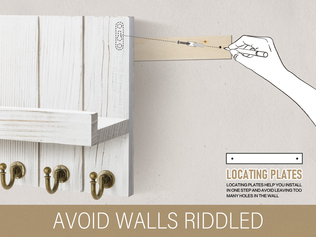 Rebee Vision Acacia Wood Key Holder Wall Mount – Farmhouse Key Holder for Wall & Mail Organizer with Shelf for Home Decor – Ideal for Apartment Essentials (Acacia Wood, 3.54" x 10" x 7.28")