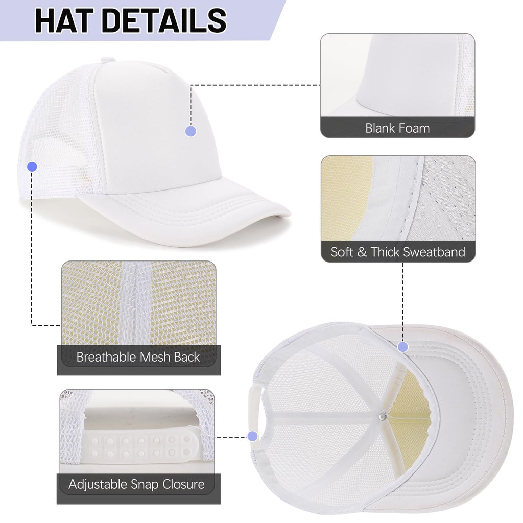 Ultrafun 10 Pack Trucker Hat Mesh Sublimation Blank Hats Adjustable Baseball Caps Hats for Men Women