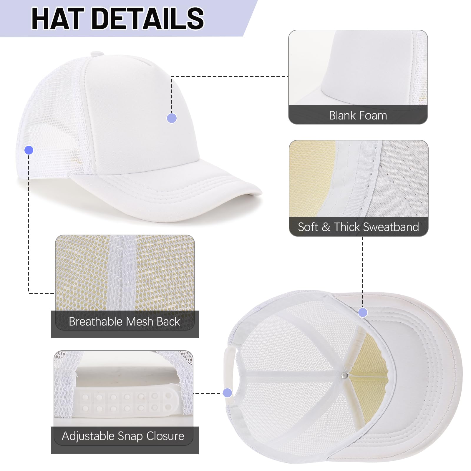 Ultrafun 10 Pack Trucker Hat Mesh Sublimation Blank Hats Adjustable Baseball Caps Hats for Men Women