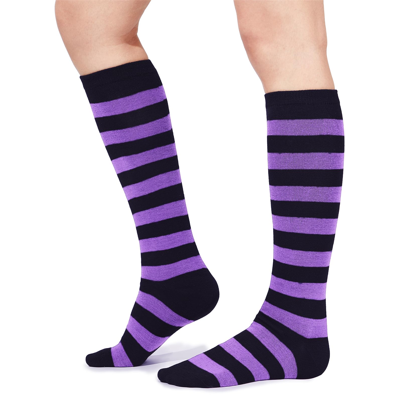 Century Star Knee High Striped Socks for Women - Long Thin Tube Sports Thigh High Socks Tall Stockings