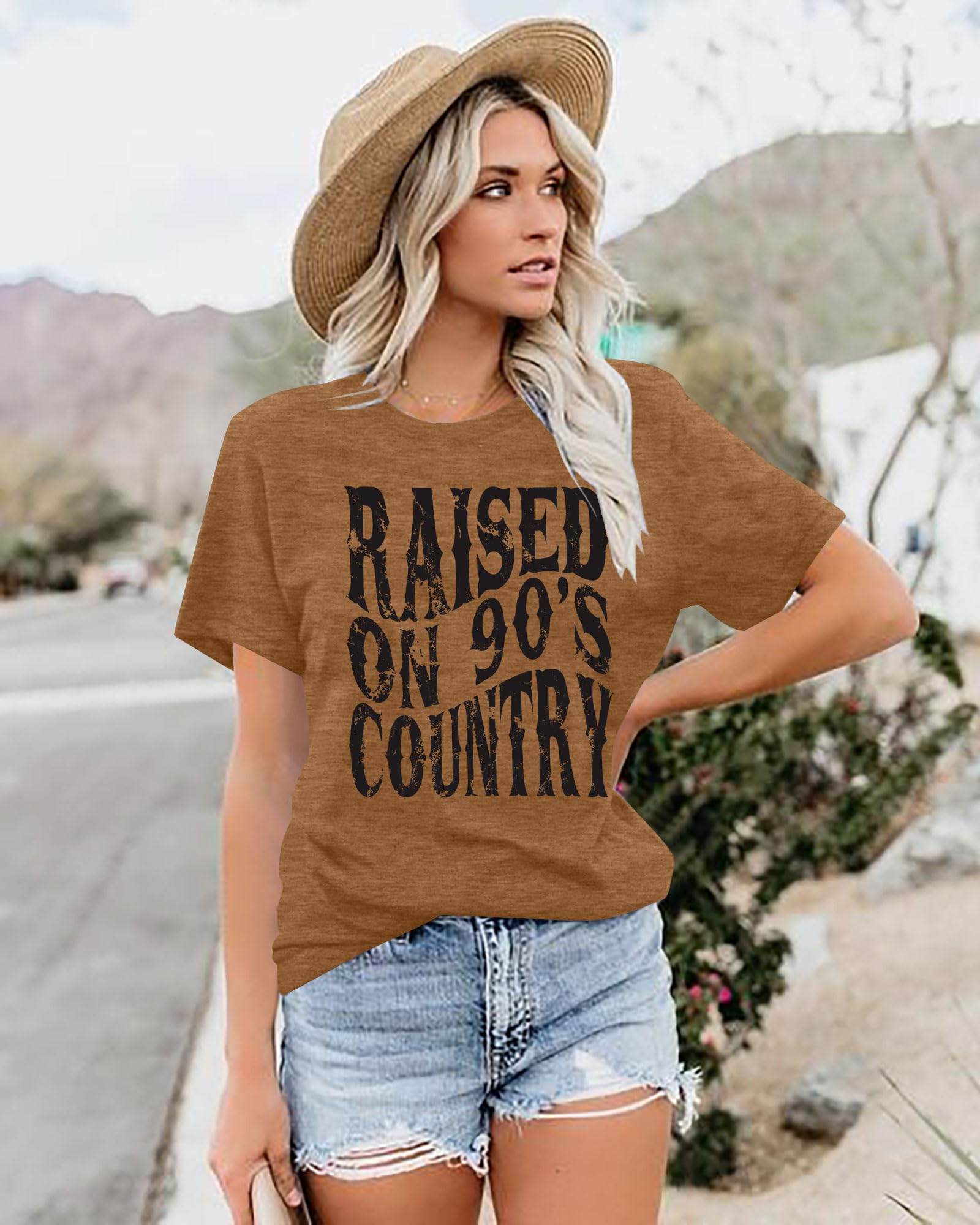 Raised on 90s Country Shirt Womens: Country Concert Outfit Country Music Tshirt Vintage Graphic Short Sleeve Tees