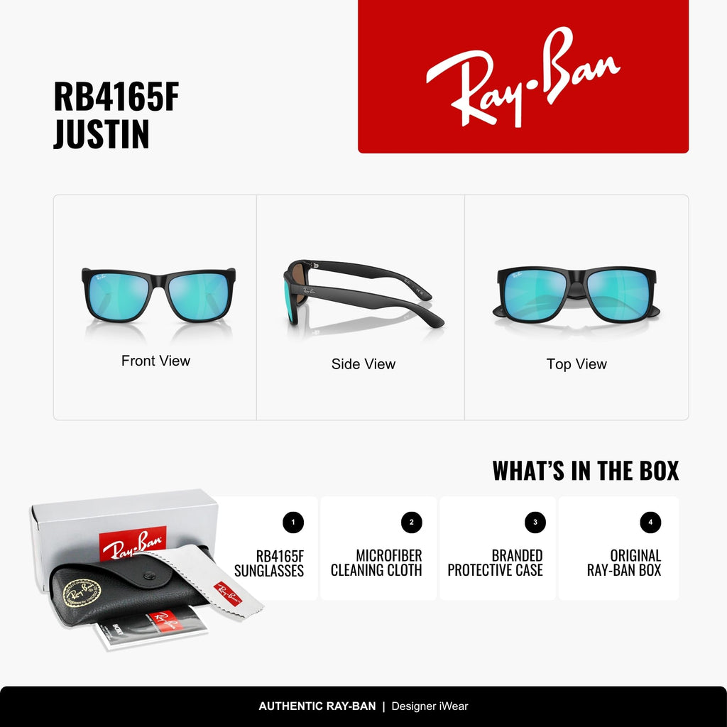 Ray-Ban RB4165F Justin Classic Square Sunglasses for Men