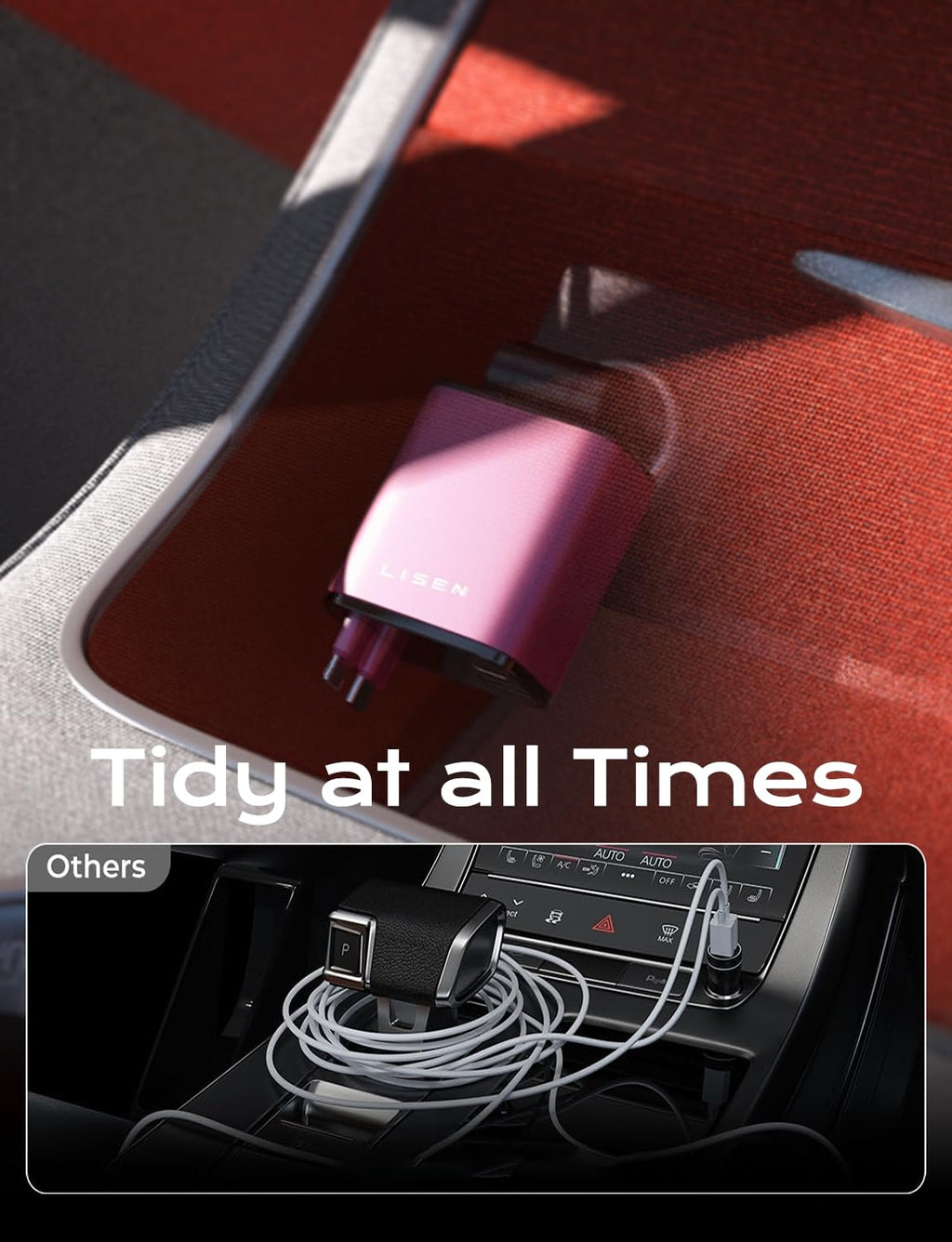 LISEN Retractable Car Charger, 84W Car Charger USB C Fast Charger Adapter for iPhone, Car Accessories for Men Women, Birthday Gifts for Fathers Day for Men Dad Husband, for iPhone 17 16 15 14 13 12 11