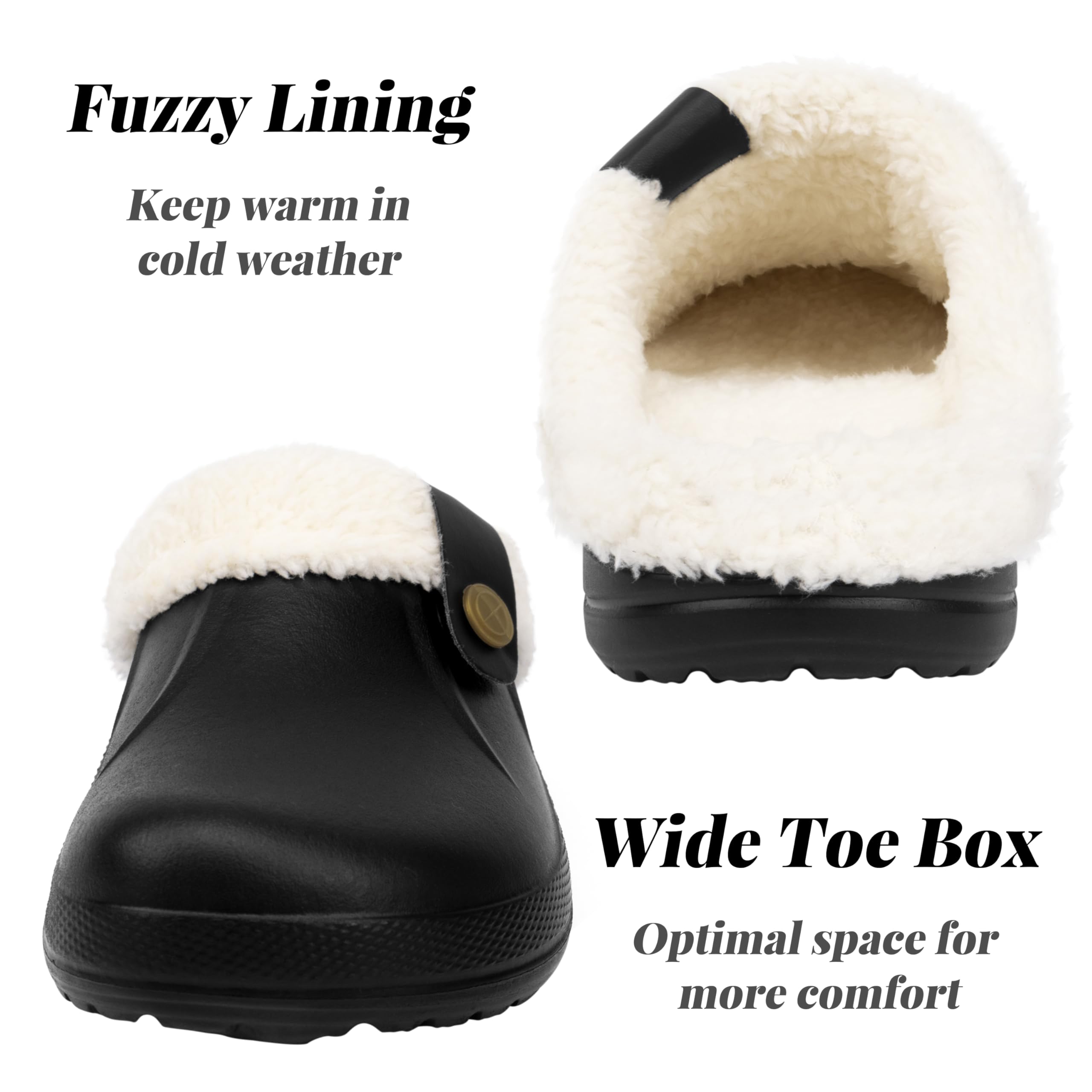ChayChax Women and Men Fur Lined Clogs Memory Foam Warm Fuzzy Slippers Winter Waterproof Indoor Outdoor Slipper