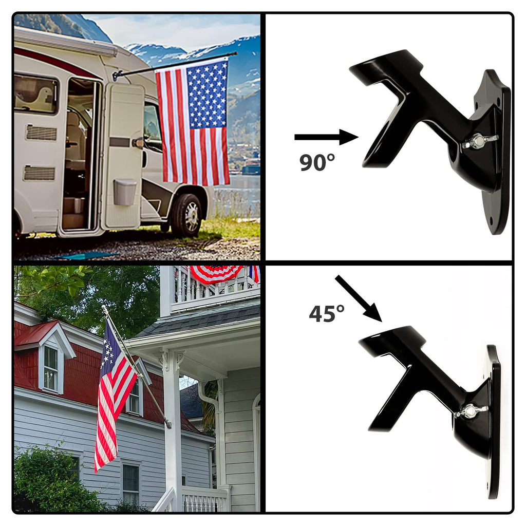 NELXINJO 5FT White Stainless Steel Flag Pole Kit for Outside House Wall | flagpoles 3x5 2x3 american flags hardware holder brackets hangers mounts