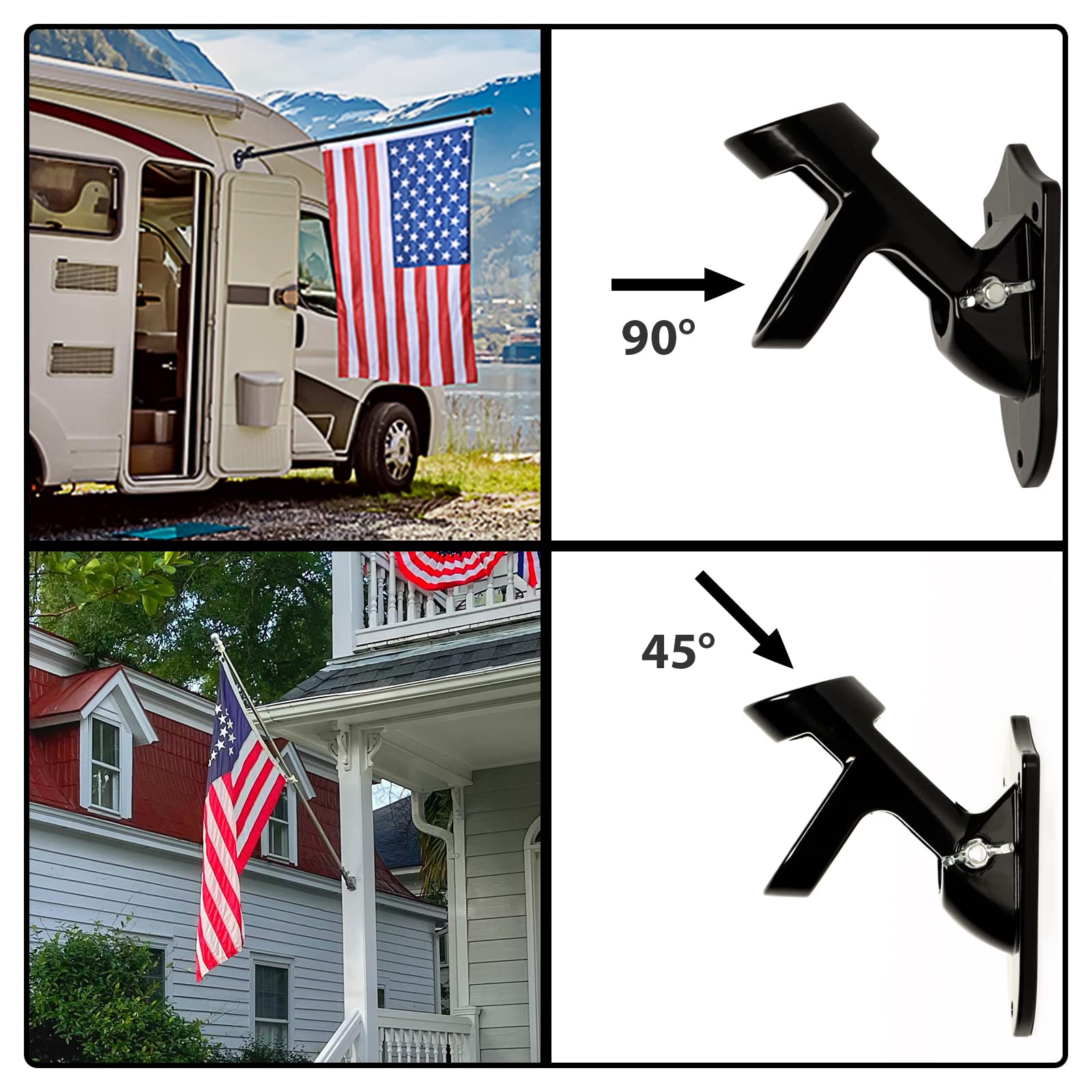 NELXINJO 5FT White Stainless Steel Flag Pole Kit for Outside House Wall | flagpoles 3x5 2x3 american flags hardware holder brackets hangers mounts