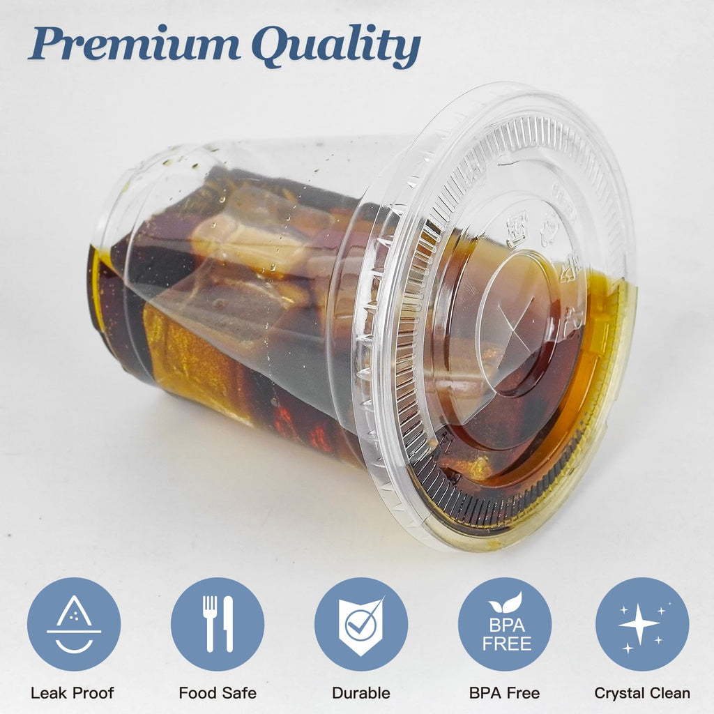 Charmount 50 Sets- 12 oz Clear Plastic Cups with Lids and Straws, Disposable To Go Cups for Cold Drinks, Iced Coffee, Milkshakes, Smoothies