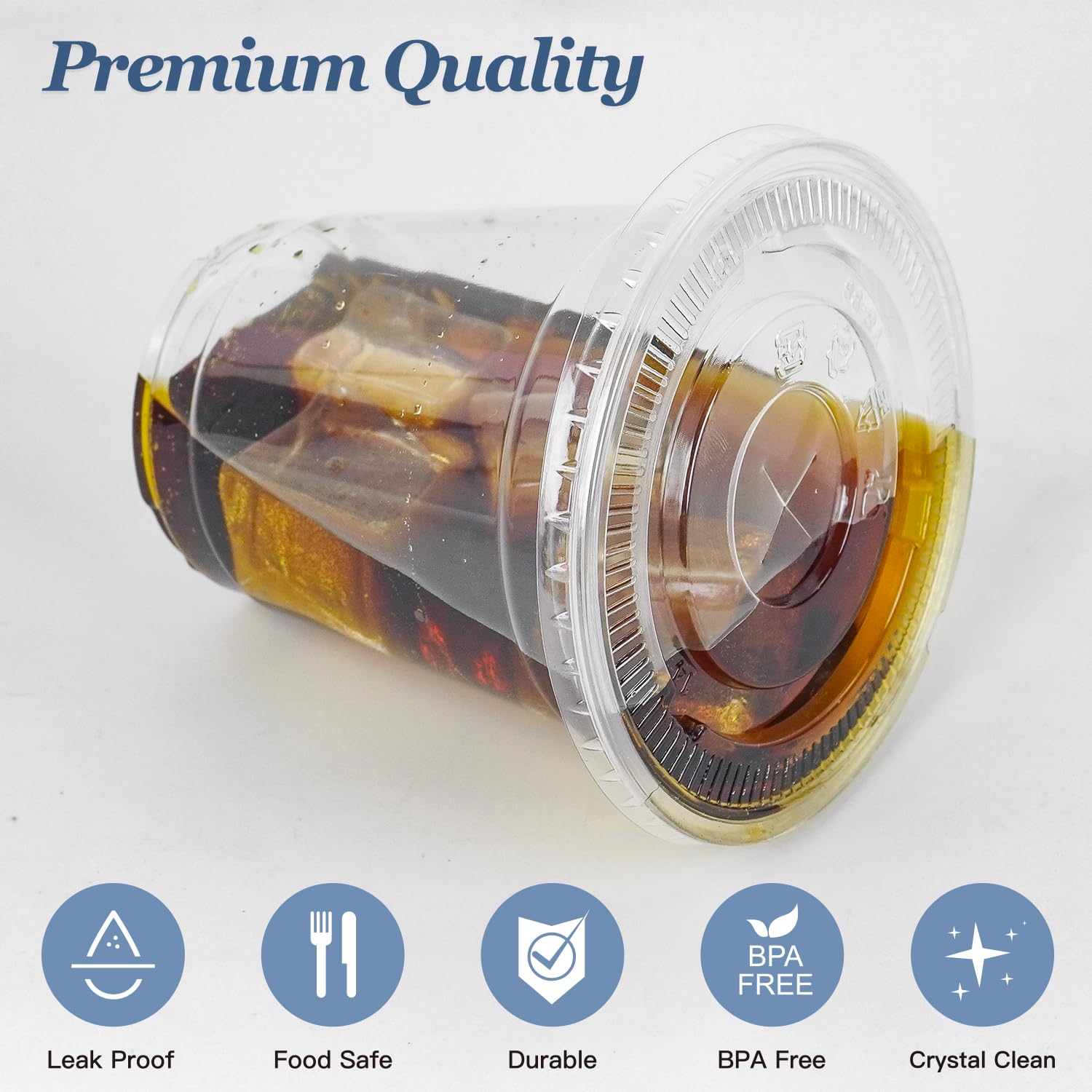 Charmount 50 Sets- 12 oz Clear Plastic Cups with Lids and Straws, Disposable To Go Cups for Cold Drinks, Iced Coffee, Milkshakes, Smoothies