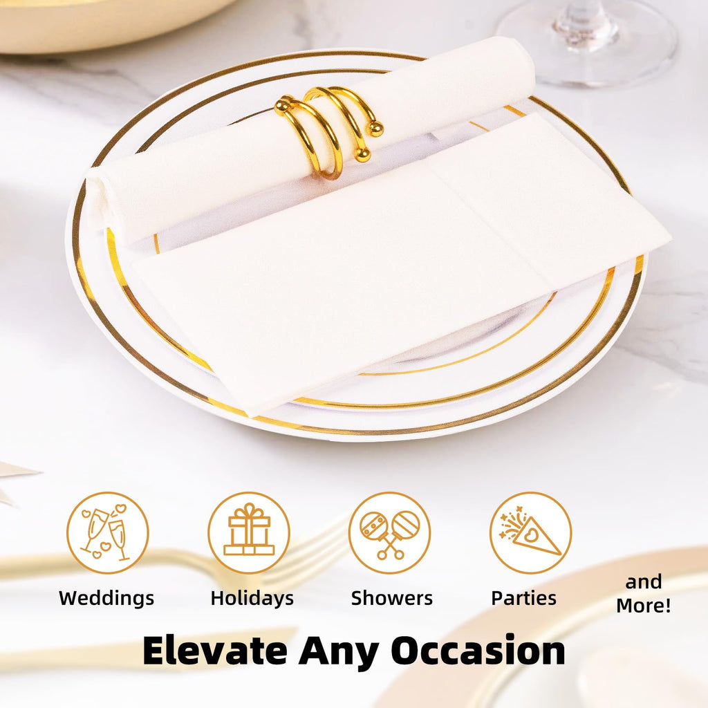 KAMMAK Black Napkins Disposable with Pocket Wedding Decorative Dinner Paper Napkins 100 Pack Linen Feel Prefolded Guest Hand Towels for Party Decoration, Cocktail Reception, Hotel (16.5 x 16.5 inch)