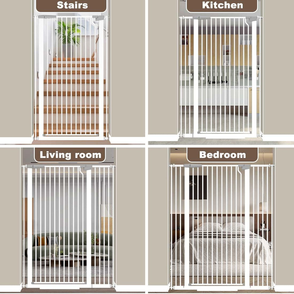 Fairy Baby 51.1" Extra Tall Pet Gate, 29.5"-32.6" Adjustable Width Auto Close Encrypted Tall Dog Gate, Cat Proof Metal Gate Indoor for Doorway Hallways, Pressure Mounted Child Safety Gates, Black