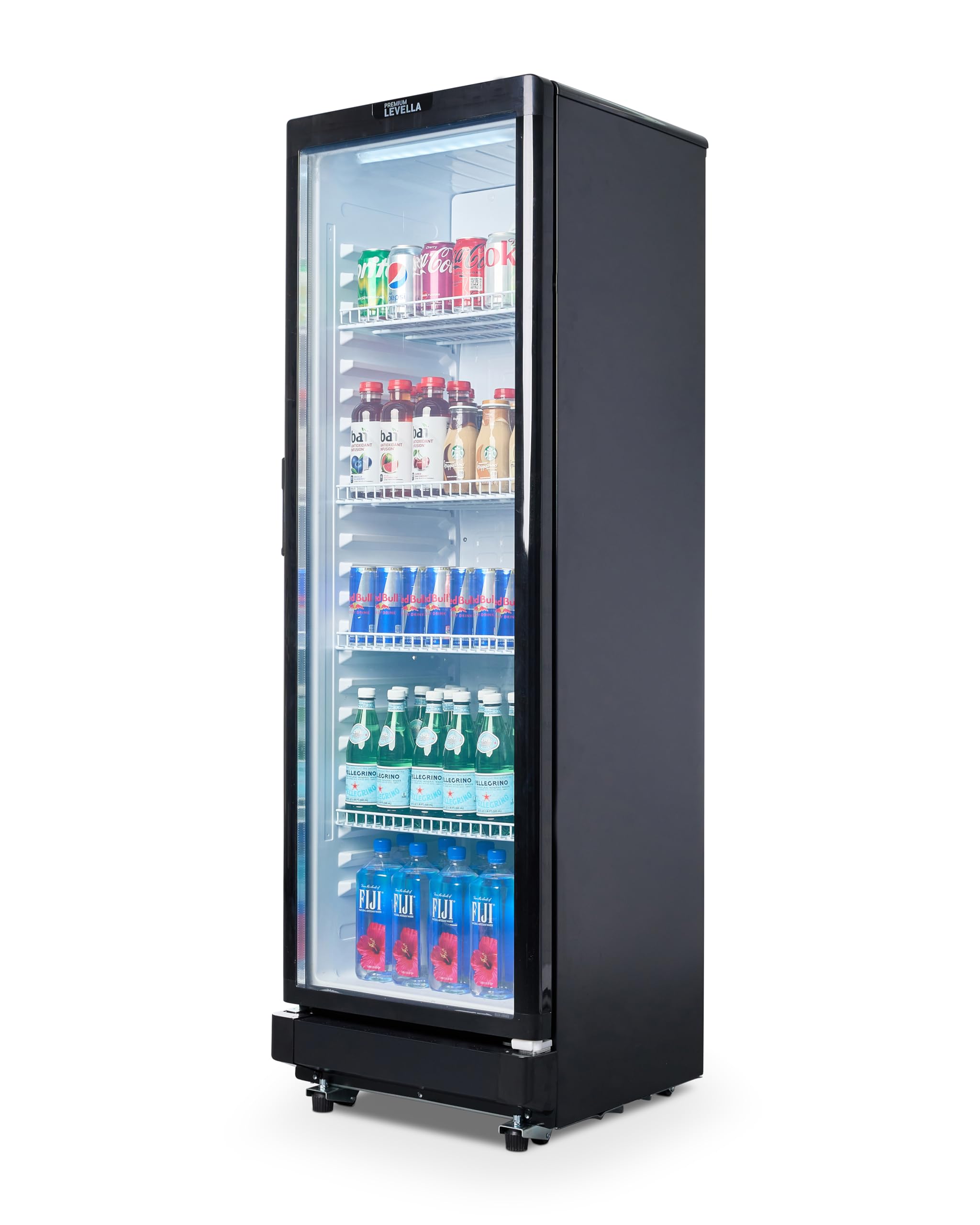 PremiumLevella PRF37DX Glass Door Display Refrigerator 3.1 cu ft Commercial Beverage Cooler Merchandiser - Black