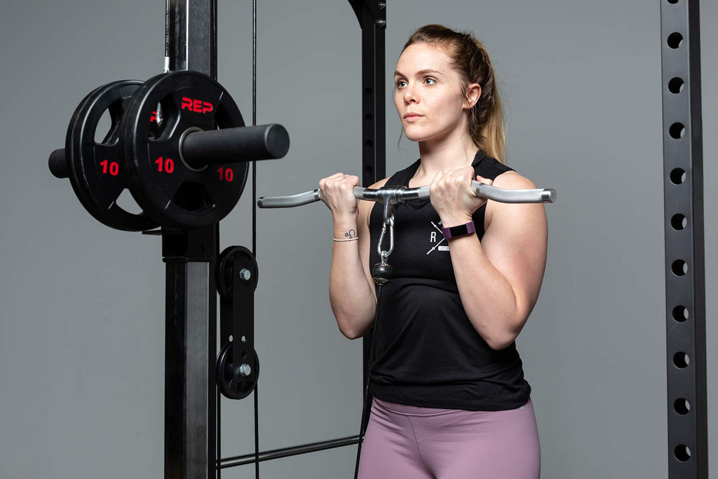 REP Fitness LAT Pulldown and Low Row Cable Machine Attachments and Functional Trainer Attachments – Curl Bar, D-Handle, Ankle Cuff, Tricep Rope, Sports Handle, Straight Bar, Row, Chinning Triangle