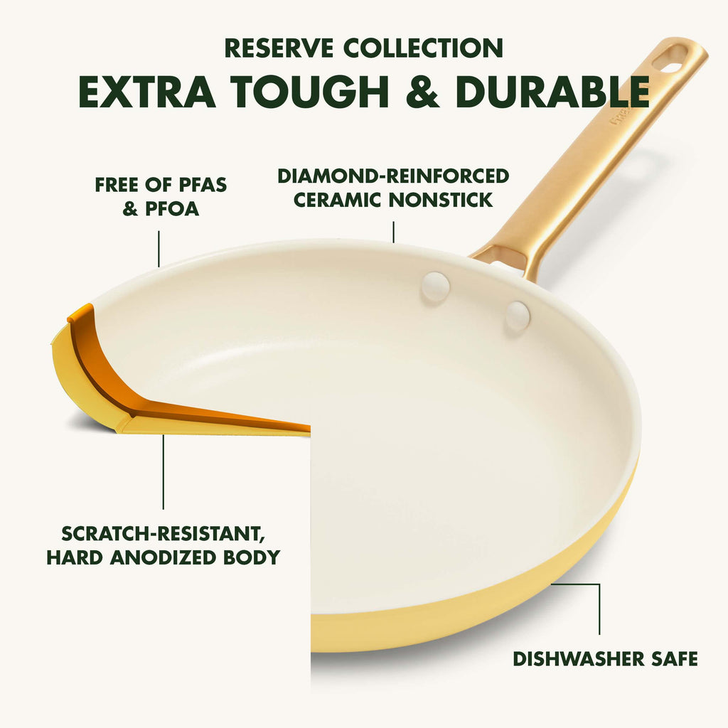 GreenPan Hard Anodized Healthy Ceramic Nonstick 5 Piece Cookware Pots and Pans Set, Gold Handle, PFAS-Free, Dishwasher Safe, Oven Safe, Black