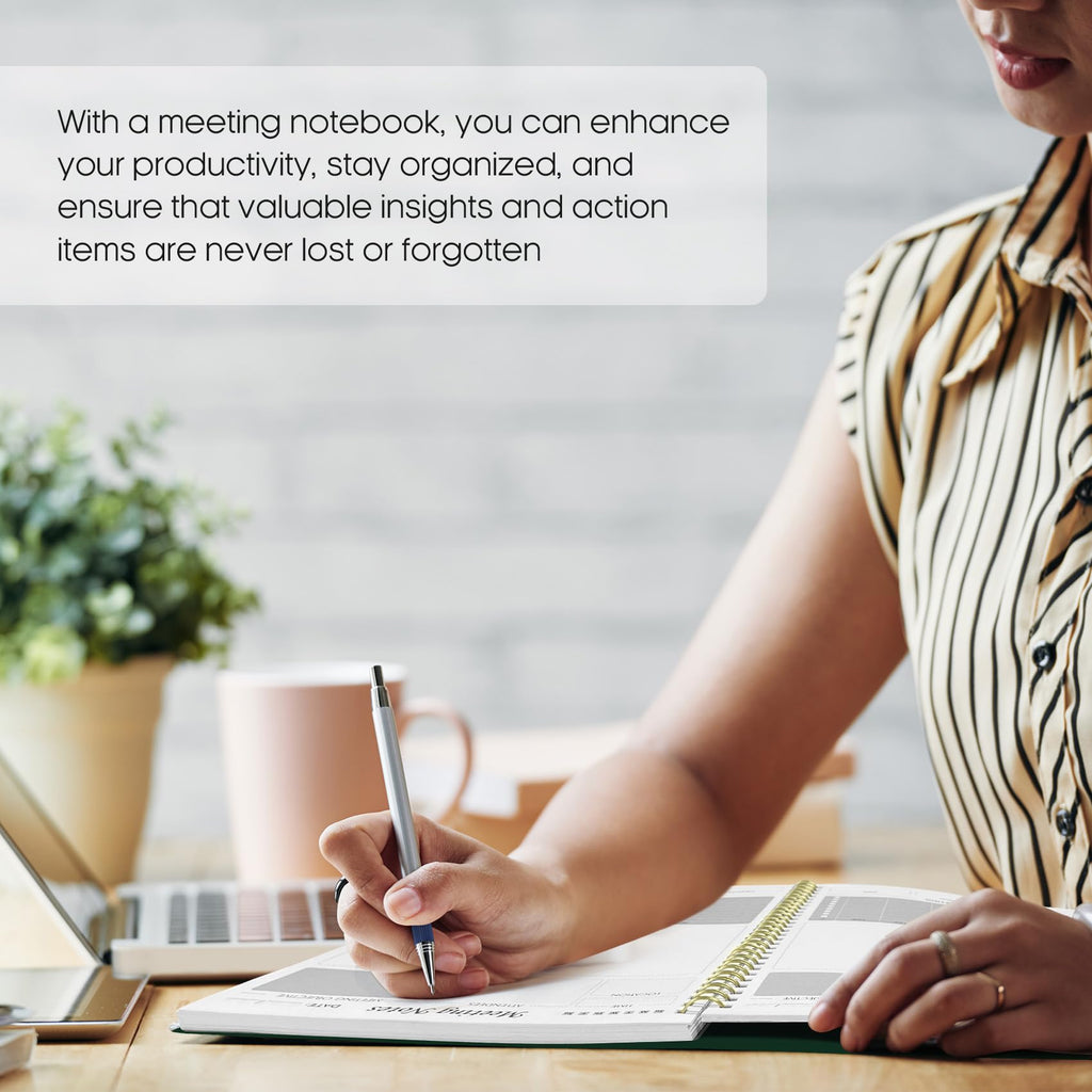 Meeting Notebook for Work Organization - Work Planner Notebook with Action Items, Agenda Planner for Note Taking, 160 Pages (6.9" X 9.9") Project Organizer for Men & Women - Pink