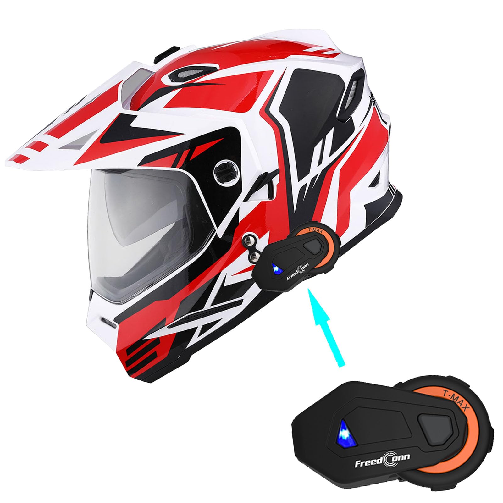 1Storm Dual Sport Motorcycle Motocross Off Road Full Face Helmet Dual Visor: HF802