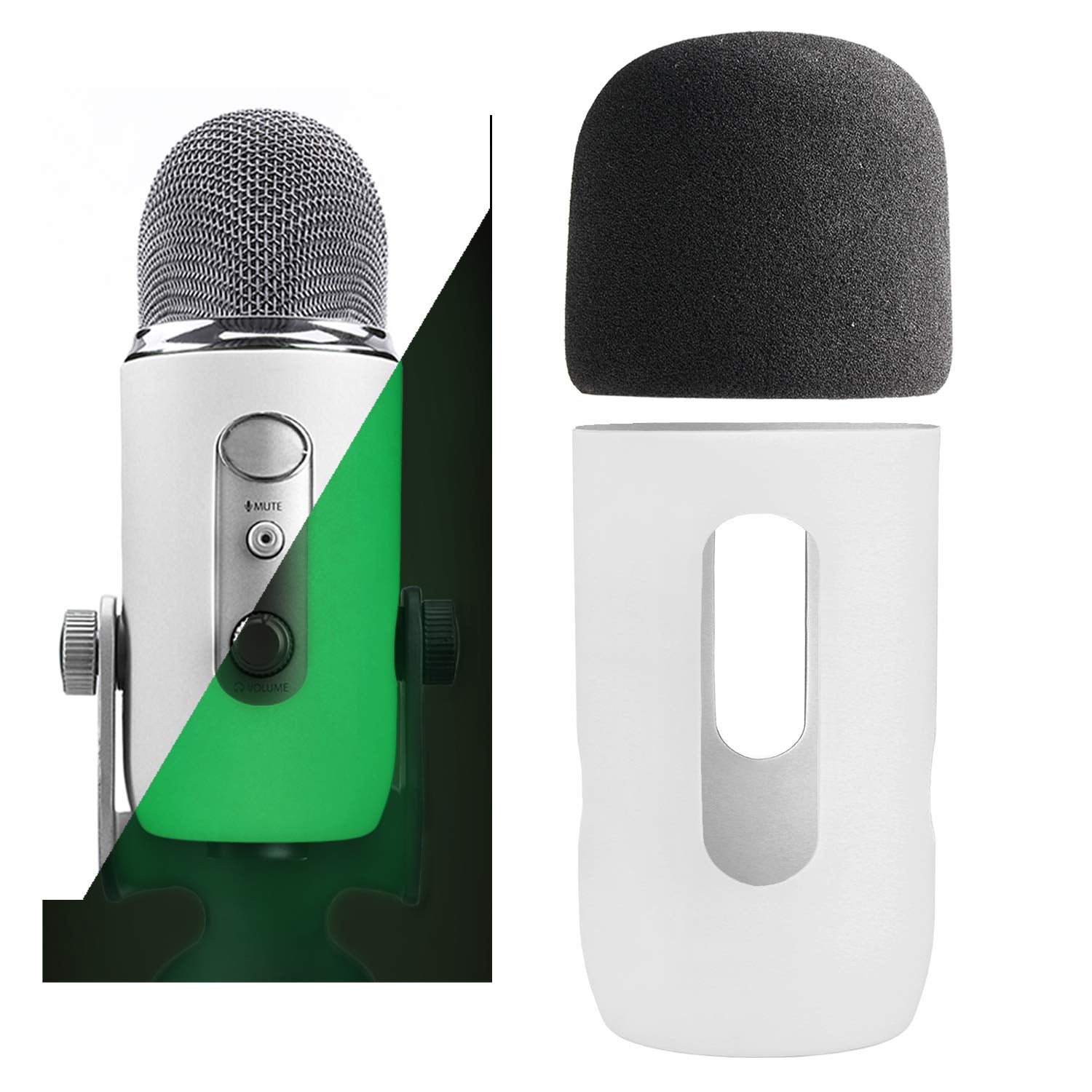 YOUSHARES 2PCS Blue Yeti Pop Filter for Blue Yeti Microphone, Yeti Foam Windscreen with Dead Cat Blue Yeti Mic Cover for Yeti Mic and Blue Yeti Pro USB Microphone
