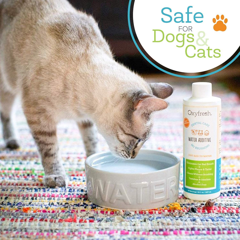 Oxyfresh Premium Pet Dental Care Solution Pet Water Additive: Best Way to Eliminate Bad Dog Breath and Cat Bad Breath - Fights Tartar & Plaque - So Easy, Just Add to Water! Vet Recommended 128 oz.