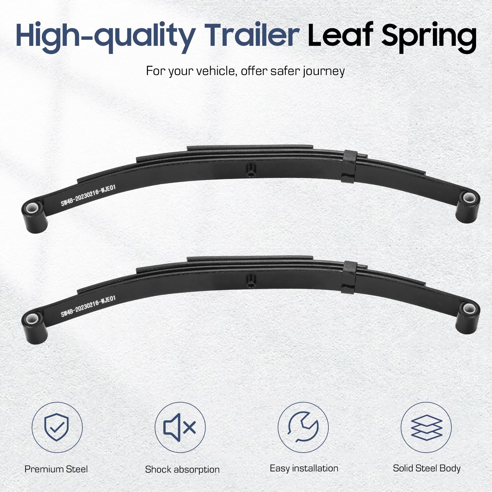 2 Pieces of Replacement for SW4B 4 Leaf Trailer Leaf Spring, 3500lb Single Trailer Axle Suspension Kit, 25-1/4" Length with 1750lb Capacity Double Eyes Leaf Springs and U-Bolt