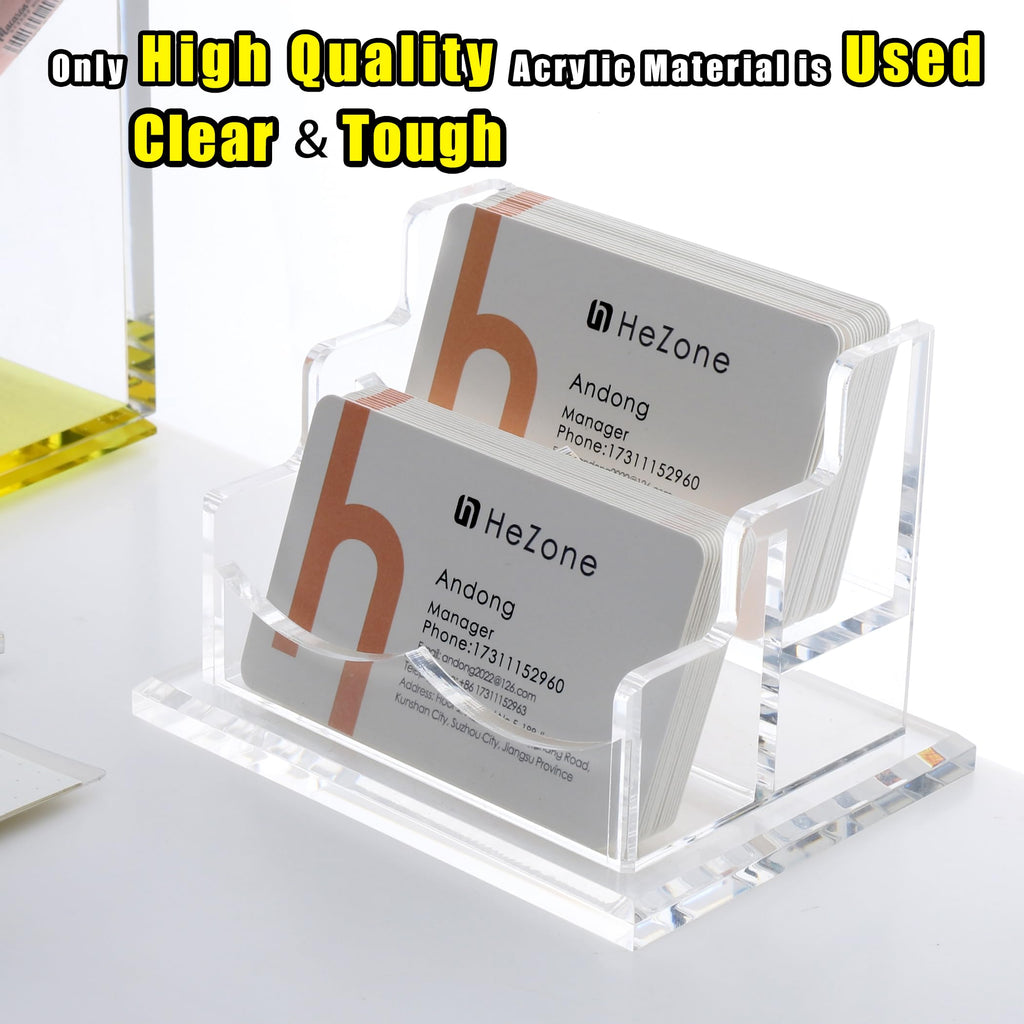 HeZone Business Card Holder for Desk Display, Clear Acrylic Cards Organizer Stand for Men and Women, Business Cards Case Rack 1 Pack, Holds 50 Cards-1 Slot