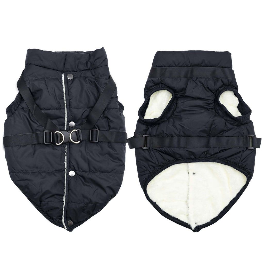 JoyDaog Dog Jacket with Harness,Fleece Lined Warm Puppy Coat for Winter,Soft Windproof Small Dog Vest,Green XS
