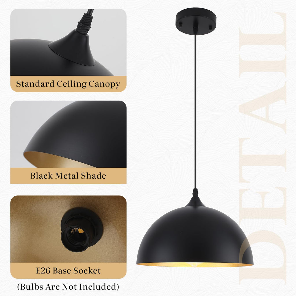 White Pendant Lights, 11.8 inch Pendant Lights Kitchen Island, Farmhouse Pendant Light Fixtures (White Inside), Industrial Pendant Lighting for Dining Room, Bedroom, Hallway (1 Pack)