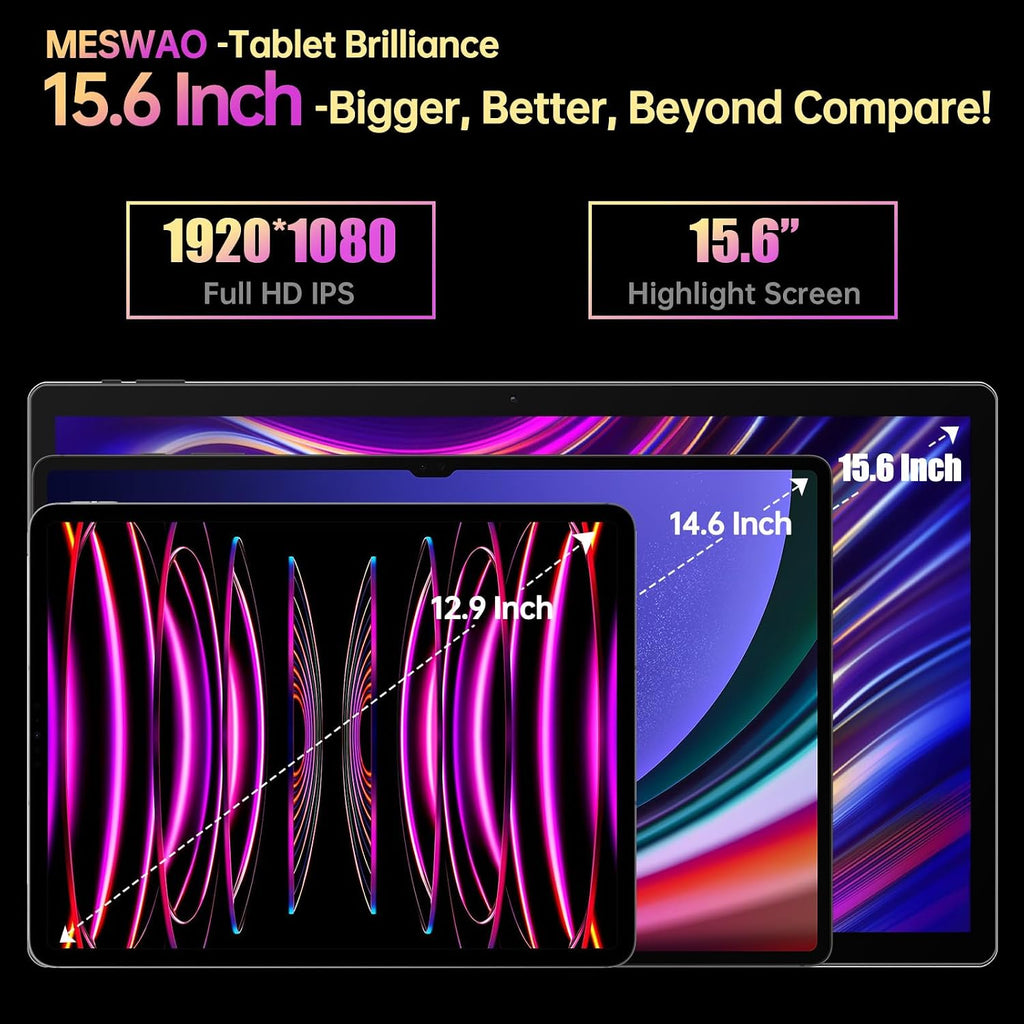 Tablet 15.6 Inch Android 13 Tablet, Large Screen Big Tablet with 1080P IPS HD Display, 8Core, 6GB+128GB, Wi-Fi 5, 512G TF Card Support, 12000mAh All-Day Battery Life, 5+13MP Cameras-Silver