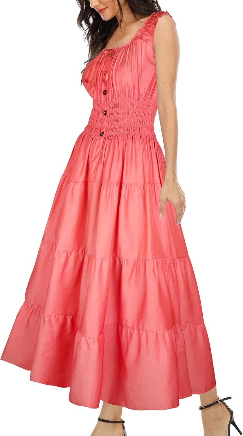 OSTOO Women's 2026 Summer Boho Floral Print Tiered Casual Flowy Long Maxi Dress